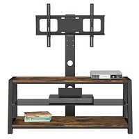Wooden Storage Tv Stand Tempered Glass Height Adjustable Universal Swivel Entertainment