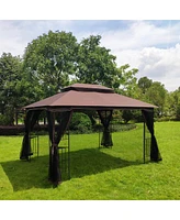 Streamdale Furniture 13 X 10 Outdoor Patio Gazebo Canopy Tent With Ventilated Double Roof And Mosquito Net