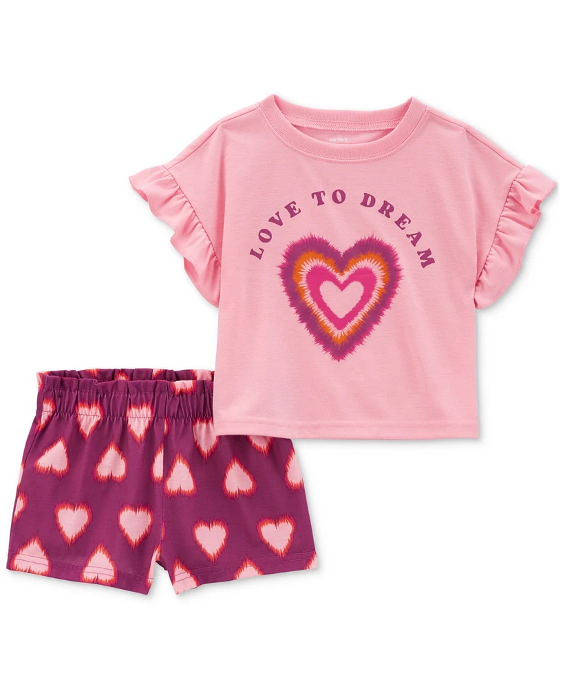 Carter's Toddler Girls Love To Dream Heart Loose-Fit Pajamas, 2 Piece Set
