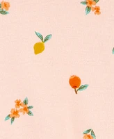 Carter's Baby Girls Peach-Print Snap-Up Cotton Romper