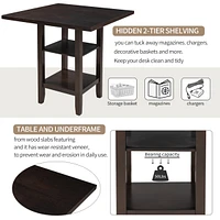 Streamdale Furniture 5-Piece Wooden Counter Height Dining Set With Padded Chairs And Storage Shelving