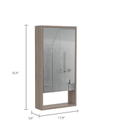 Streamdale Furniture Mariana Medicine Cabinet, One External Shelf, Single Door Mirror Two Internal Shelves - Light