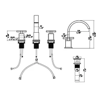 2 Handle Widespread Bathroom Faucet 3 Hole, with Pop Up Drain and 2 Water Supply Lines