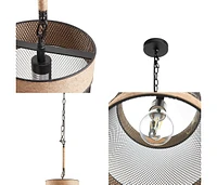 Orion Natural Rope And Metal Mesh Cylinder Pendant