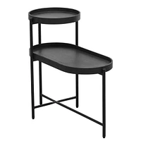 2-Tier Black Side Table With Storage Sofa Table For Living Room Metal Frame & Wooden Desk End Table