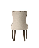 Streamdale Furniture Farren Side Chair, Beige Fabric & Espresso Finish