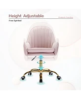 Velvet Home Office Chair with Wheels and Side Arms