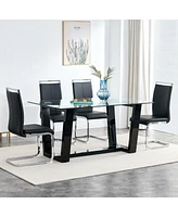 Glass Dining Table Large Modern Minimalist Rectangular for 6