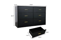 Modern 6-Drawer Dresser For Bedroom - Ample Storage Wide Chest Of Drawers