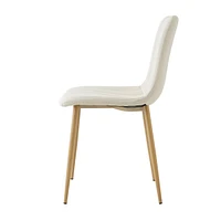 Beige fabric dining chairs with metal legs (set of 4)