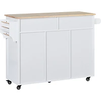 Rubber Wood Countertop Kitchen Cart with 8 Drawers