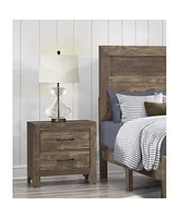 Streamdale Furniture Simple Look Rustic Brown Finish 1 Piece Nightstand Of Drawers Black Metal Hardware Bedroom Furniture