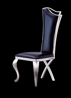 Streamdale Furniture Leatherette Unique Design Backrest Dining Chair With Stainless Steel Legs Set Of 2