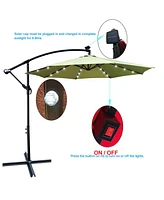 Simplie Fun 10 Ft Outdoor Patio Umbrella Solar Powered Led Lighted Sun Shade Market Waterproof 8 Ribs