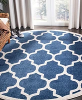 Safavieh Amherst AMT420 Navy and Beige 9' x 9' Round Area Rug