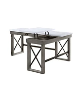 Simplie Fun Talmar Writing Desk with Lift Top In Marble Top & Weathered Finish