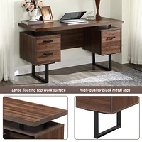 Home Office Computer Desk With Drawers/Hanging Letter-Size Files, 59 Inch Writing Study Table