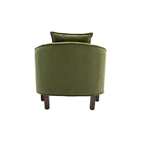Accent Chair With Ottoman, Mid Century Modern Barrel Chair Upholstered Club Tub Round Arms