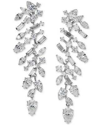 Eliot Danori Silver-Tone Mixed Cubic Zirconia Cluster Chandelier Earrings, Created for Macy's