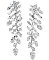 Eliot Danori Silver-Tone Mixed Cubic Zirconia Cluster Chandelier Earrings, Created for Macy's