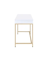 Ottey Vanity Desk in White High Gloss & Gold Finish