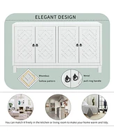 Streamdale Furniture Large Storage Space Sideboard, 4 Door Buffet Cabinet With Pull Ring Handles For Living Room