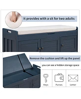 Simplie Fun 3-Door Storage Bench with Cushioned Seat