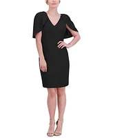 Jessica Howard Petite Draped-Sleeve V-Neck Sheath Dress