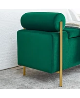 Streamdale Furniture Green Velvet Storage Bench with Iron Legs