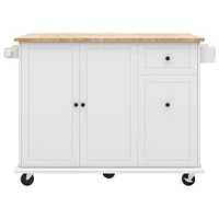 Rolling Kitchen Cart with Drop Leaf & Storage