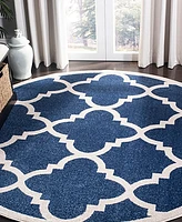 Safavieh Amherst AMT423 Navy and Beige 7' x 7' Round Area Rug