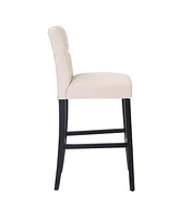 29" Upholstered Linen Fabric Tufted Bar Stool Chair