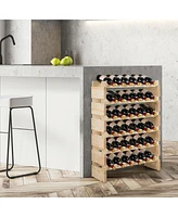 Slickblue 36 Bottles Stackable Wooden Wobble-Free Modular Wine Rack