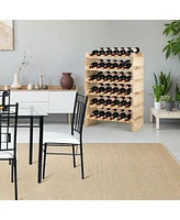 Slickblue 36 Bottles Stackable Wooden Wobble-Free Modular Wine Rack