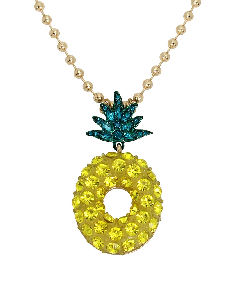 Betsey Johnson Faux Stone Pineapple Pendant Necklace