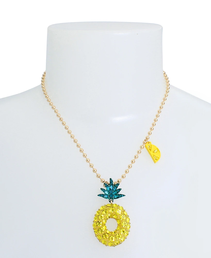 Betsey Johnson Faux Stone Pineapple Pendant Necklace