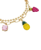 Betsey Johnson Faux Stone Pineapple Charm Stretch Bracelet