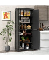 Slickblue Buffet Cabinet with 6-Tier Shelves and 4 Doors