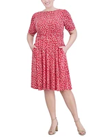 Jessica Howard Plus Size Printed Ruched-Sleeve Dress