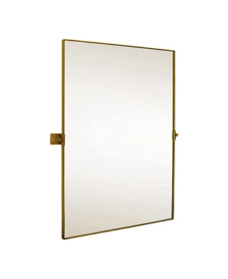 Hamilton Hills Wall-Mounted Beveled Frame Pivot Mirror with Hinges Brackets Included - Gold