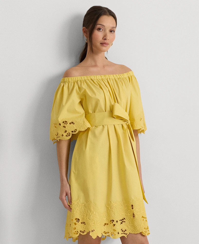 Lauren Ralph Women's Cotton Off-The-Shoulder Dress