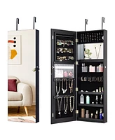 Slickblue Lockable Storage Jewelry Cabinet with Frameless Mirror