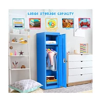 Slickblue 48 Inch Kid Safe Storage Children Single Tier Metal Locker-Blue