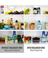 Zulay Kitchen 4 Pack Clear Refrigerator Organizer Bins - Narrow Fridge Organizers and Storage Clear