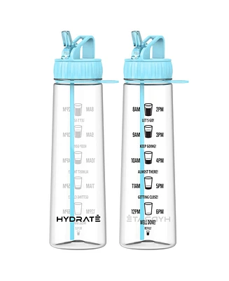 Hydrate Motivational Water Bottle with Straw and Time Markings
