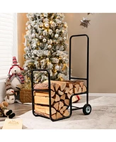 Slickblue Firewood Log Cart Carrier with Anti-Slip and Wear-Resistant Wheels