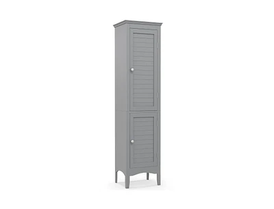 Slickblue Tall Bathroom Floor Cabinet with Shutter Doors and Adjustable Shelf