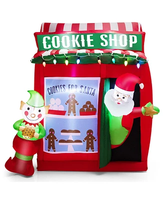 Slickblue 6.3 Feet Inflatable Gingerbread Cookie Shop with Santa Claus