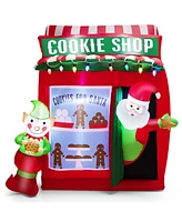 Slickblue 6.3 Feet Inflatable Gingerbread Cookie Shop with Santa Claus