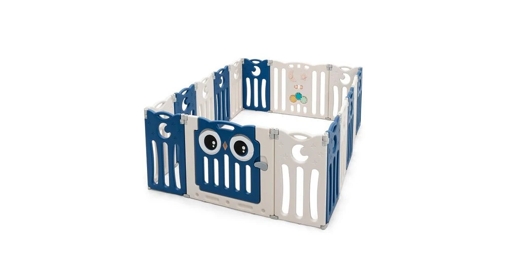 Slickblue Kids 16-Panel Baby Activity Center Play Yard with Lock Door